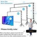 TOWOND Projector Screen and Stand, 150 inch Indoor Outdoor Projection Screen, Portable 16:9 4K HD Rear Front Movie Screen with Carry Bag Wrinkle-Free Design for Home Theater Backyard Cinema