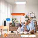 Annaror Smart LED Ceiling Light WiFi, 13in RGB Flush Mount Lighting Fixture with Remote, Compatible with Alexa Google Home, Low Profile Ceiling Light for Bedroom, Kitchen, Square White
