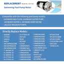 UST1102 1HP Replaces Century/AO Smith Swimming Pool Pump Motor fit for Hayward Super, Max Flow, Northstar, Jacuzzi Magnum Pump, SP1607Z1M C48K2N143 B228, 1 Horsepower 115/230V 56J Frame with Seal Kit