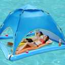 Sun Shade Sails for Swimming Pool,2 Person Automatic Pop Up Pool Spa Sun Shelter,UPF 50+ UV Protection and Waterproof Floating Shade Tent for Pool and Lake with Carry Bag (Blue New)