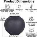 Small Blak Ceramic Vase - 6.1 Inch Small Black Round Vase, Rustic Farmhouse Vase for Home Decor, Dining Table, Shelf, Bedroom, Living Room, Kitchen, Office, Bathroom, Mantle, Centerpiece Dcor