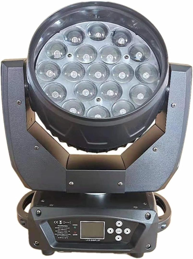 JUNMAN 19x15W RGBW 4 in 1 Led Beam Zoom Moving Head Light DJ Disco Stage Lights DMX512 16/24 Channels