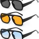 YDAOWKN Retro Square Aviator Sunglasses for Women Men Trendy Flat Top Sun Glasses UV Protection Vintage Shades