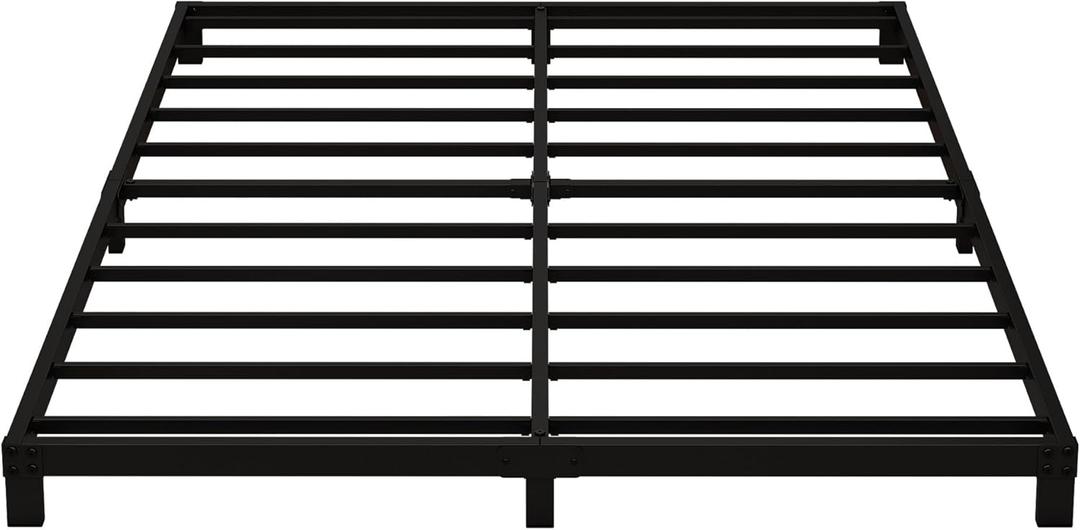 5 Inch Low Queen Bed Frame Heavy Duty Metal Platform, No Box Spring Needed, Easy Assembly Mattress Foundation, No Noise, Black