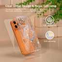 Compatible with iPhone 17 Pro Max Magnetic Case with Stand, Upgraded Clear Glitter Military-Grade Ring Kickstand Cover Case for Women Girls [1xScreen Protector] [1xCamera Lens Protector]-Clear