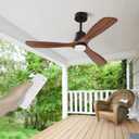 Obabala 60 '' Ceiling Fan with Light Remote Control Modern 3 Wood Blade Ceiling Fans Reversible Silent DC Motor Outdoor Patios Farmhouse Bedroom Ceiling Fan (Walnut)