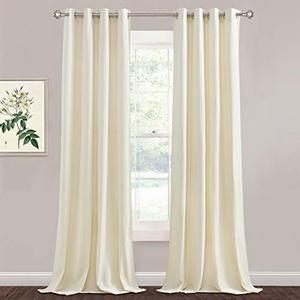 StangH Ivory White Velvet Curtains for Bedroom - Luxury Decor Soft Texture Kids Curtains Grommet Light Blocking Thermal Insulated Panel Drapes for Living Room/Dining, Ivory, W52 x L96, 2 Panels