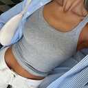 Womens Sleeveless Crop Tank Tops Casual Basic Ribbed Racerback Top Shirt (Gray, M)