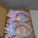 Hollowfly 12 Pcs Princess Party Favors Including 6 Glitter Star Fairy Wands and 6 Sequin Princess Crown Headbands for Girls Birthday Party Gifts