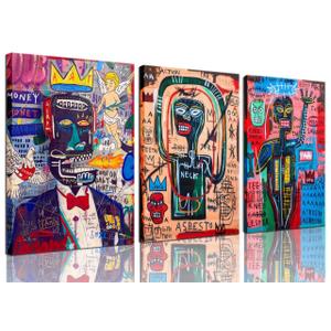 3 Pcs Modern Graffiti Posters Wall Art Street Abstract Painting Graffiti Pictures Colorful Abstract Character Canvas Prints For Artist Living Room Bedroom Bathroom Wall Decor Framed