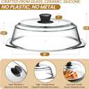 2 in 1, Tall Glass Microwave Splatter Cover for Food & Microwave Place Mat, Plate Splatter Guard Lid with Silicone Handle Knob, Cookware & Bakeware Serving Dish Cover, Food Grade, No Plastic, 10in