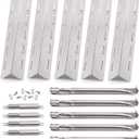 Hiorucet Grill Replacement Parts for Kenmore 5 Burner 146.47468610, 146.23680310, 146.47469610, Kenmore 4 Burner 146.34611410, 146.34611411, Stainless Steel Heat Plate, Pipe Burner, Carryover Tube.