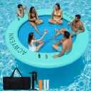 ACWYENN 6/8/10/12FT Inflatable Water Hammock Lake Floats for Adults Round Floating Ring Hammock for Lake Pool Beach (10FT Mint Green+Light Blue)