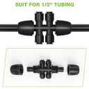 Bonviee 10 Pack 1/2 to 1/4 Push-to-Connect Tee, Split 1/2 Tubing into Four 1/4 Lines, Quick Connect Drip Irrigation Fittings, Leak-Proof 6-Way Splitter for Garden, Lawn, Greenhouse