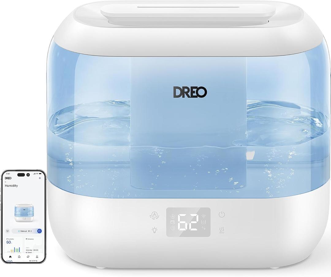 Humidifiers for Bedroom - Dreo Quiet (4L Water Tank) Cool Mist Top Fill Essential Oil Diffuser for Home, Smart App & Voice Control, Rapid Ultrasonic Humidification Baby Nursery and Plants, Blue