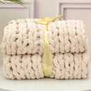 WANGPP Chunky Knit Blanket, Luxury Chenille Knit Blanket, Cozy Throw Blanket, Hand-Woven Thick Thread Blanket, for Bedroom Sofa Pet Gifts Baby Blanket, Home Decor (Color : B, Size : 80x80cm)