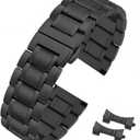 Quick Release Stainless Steel Watch Band Bracelet 12mm to 24mm Straight & Curved End Universal Stainless Steel Metal Watch Strap Smartwatch Replacement Band Men Women (15mm, Black)