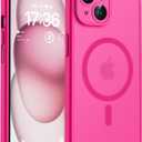 TOCOL Magnetic for iPhone 15 Case, Upgraded Full Camera Protection, Compatible with Magsafe, Drop Protection, Translucent Matte Back Bumper Phone Cover 6.1Inch (Hot Pink)