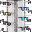 40 PCS Sunglasses Display Stand Rotating with Mirror - 360 Rotating Counter Top Sunglasses Display Rack for Retail (A503-1)