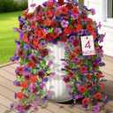 Alupssuc 4PCS Artificial Fake Hanging Flowers for Outdoor Spring Decoration, UV Resistant No Fade Faux Silk Daisy Floral Plastic Plants for Outside Indoor Yard Home Porch Realistic Decor, Mix 4 Colors