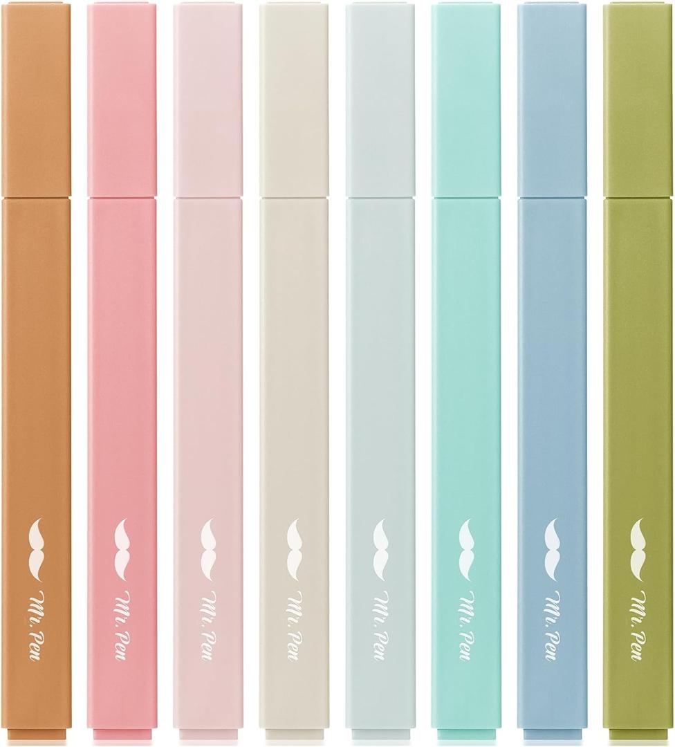 Mr. Pen- Aesthetic Highlighters No Bleed, 8 Pack, Natural Earth, Chisel Tip, Cute Highlighters Assorted Colors for Journaling, Highlighting, Underlining, Fast Dry, Back to School Supplies