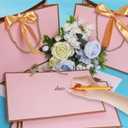 baotongle 6pcs Thank You Gift Bags with Handle Welcome Bags Return Gifts with Bow Ribbon for Wedding Bridesmaid Baby Shower Housewarming Birthday Summer Christmas Vacation(Pink with Gold Edge, 28x20x10cm/11x7.8x4inches)