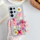 XIZYO for Samsung Galaxy S24 Ultra Case Cute Floral Clear Daisy Pattern Aesthetic Dried Flowers Women Girls Glitter Slim TPU Bumper Shockproof Protective Case for S24 Ultra,Pink Purple Flower