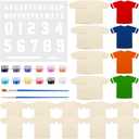 GlikCeil 36 Set Sports Jersey Craft Kit Wooden Jersey Shaped Cutouts Unfinished Clothing Hanging Ornaments with Plastic Mold Painting Set for DIY Projects Sport Themed Party Home Decoration