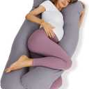 ZZZhen Pregnancy Pillow for Sleeping, U Shaped Maternity Pillow - 56 Inch with Grey Microfiber Removable Cover, Multi- Use and Support Back, HIPS, Legs, Belly for Pregnant Women Sleeping
