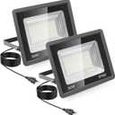 50W LED Flood Light, 5500LM Super Bright 6500K Daylight Outdoor Security Light with Plug, IP66 Waterproof for Yard, Garden, Court & Arena (50W-2Pack)