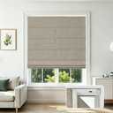 Joydeco No Drill Cordless Roman Shades, Blackout, 34.5" W × 72" H, White