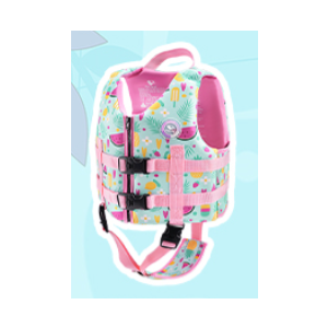 Pottwal Swim Vest for Kids - Swim Jacket for 1-2 Years (24-33LBS) - Buoyancy Aid Made of Neoprene & EPE - with Adjustable Crotch Strap (Medium, 8 Pockets - Purple Mermaid Scales)