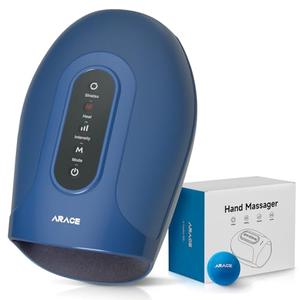 Arace Hand Massager with Heat and Compression, Cordless Hand and Wrist Massager for Arthritis and Carpal Tunnel Relief, Roller Kneading Massage for Palm