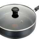 T-Fal Specialty Nonstick Saute Pan with Glass Lid 5 Quart, Oven Broiler Safe 350F, Cookware, Deep Frying Pan with Handle, Skillet, Kitchen, Pots and Pans, Dishwasher Safe, Black