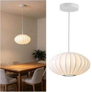 AFSEMOS 20" Japanese Wabi Sabi Pendant Light Silk Hanging Lantern Lamp
