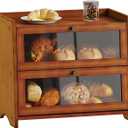 BAMBANG Bread Box for Kitchen Countertop, Extra Large Bamboo Bread Storage Container for Homemade Bread, Double Layer Sourdough Breadox, Bread Bin Organizer for Counter Cabinet Pantry, Brown