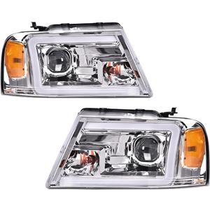 GRAND ORANGE LED DRL Projector Headlights Compatible with Ford F150 2004 2005 2006 2007 2008 /Fit 06-08 Lincoln Mark Bumper Headlamp Clear Lens 7L3Z13008FA 7L3Z13008EA 7L3Z13008CA ((LED)2004-2008Ford(Clear))