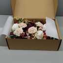 Ling's moment Marsala & White Flowers Mini Bridesmaid Bouquets Set of 6 Pre-Made Floral Wedding Centerpieces (Marsala & White)