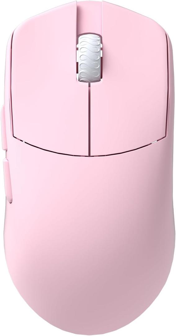 Lamzu Maya X Wireless Gaming Mouse, Ultra Lightweight 47g, Optical Switch, Maximum 30000 DPI, Symmetrical, MCU Nordic 52840, Dust-Proof Encoder, PAW3950 Sensor(Larger Maya) (Pink)