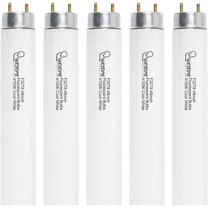 48 Inch F32T8/841 T8 32W Fluorescent Light Bulb, 4100K Cool White, 2800 Lumens, G13 Bi-Pin Base, 4FT T8 Fluorescent Tube Light Bulbs - 5 Pack