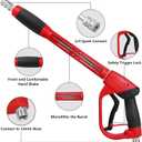 Upgraded Pressure Washer Gun with Extension Replacement Wand, M22 Fitting,7 Inch 30 Degree Curved Rod, 5 Nozzle Tips, 5000 PSI, 47 Inch
