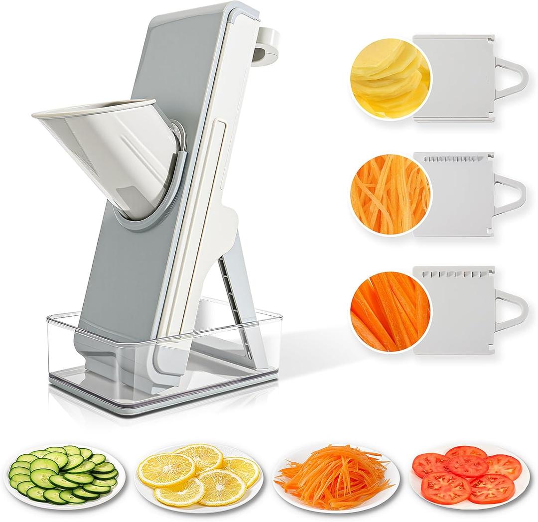 Safe Mandoline Slicer for Kitchen, 4-In-1 Chopper Vegetable Cutter, Mandolin Julienne Slicers for Fruits and Vegetables, Potato Cutter for Fries, Kitchen Gadgets and House Essentials