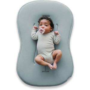 snuggle me Baby Lounger Curve (0-6 Months) - Premium Organic Cotton with Foam Core, Machine-Washable Cover, Buttery-Soft & Breathable Infant Lounger with Travel Bag (30 in x 20 in x 1.9 in) - Slate