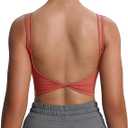 Aoxjox Women's Workout Sports Bras Fitness Yoga Crop Tank Twist Back Cami (Rust Red, XX-Small)