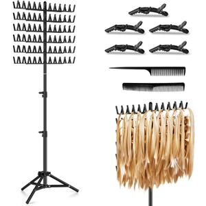 JANMPASK Braiding Hair Rack Height Adjustable 144 Pegs Braiding Rack Hair Extension Holder with Hair Braiding Tools Hair Divider Rack for Braiding Hair Separator Stand (black)