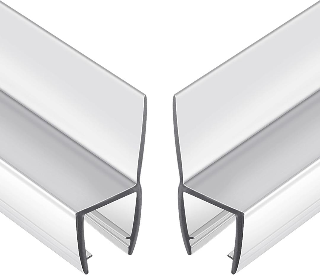 2-Pack Butecare Frameless Shower Door Side Seal Strip for 1/4" Glass Doors, Vertical Polycarbonate H-Jamb 180 Degree 78" Long