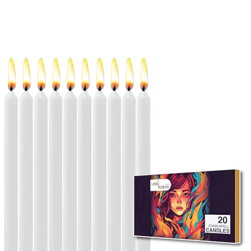 ladyrobyn Set of 20 Solid Color Taper Candles – 4-Inch Dripless Paraffin Wax Candles with Cotton Wick – Ideal for Weddings, Shabbat, Holiday & Home Decor, Gift Set (White)