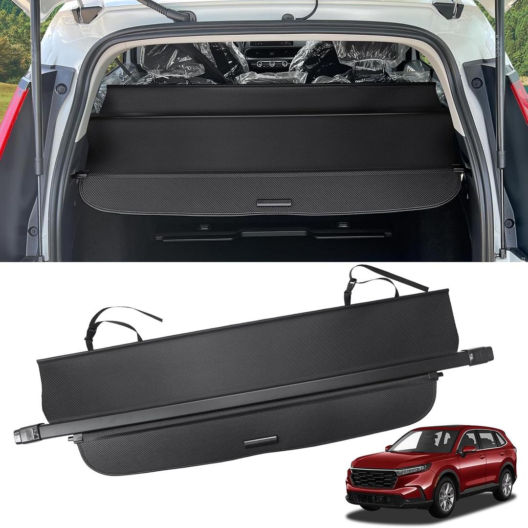 Retractable Cargo Cover for Honda CRV 2023-2025 2026 Accessories, Carbon Fiber Texture Trunk Cover with Extra Flap for No Gap, Heavy Duty Rear Luggage Security Shield Shade for CR-V 6th Gen