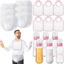 5 Sets Bottle Chug Baby Shower Games Juegos Para Plastic Baby Bottles Bibs Disposable Diapers Gender Reveal Games Baby Changing Diaper Race Game Decoration (Pink)