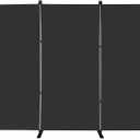 MAYOLIAH 3-Panel Black Room Divider 6ft Tall Folding Privacy Screen w/Flat Base Portable Office Partition Indoor Wall Separator 101" W X 72" H